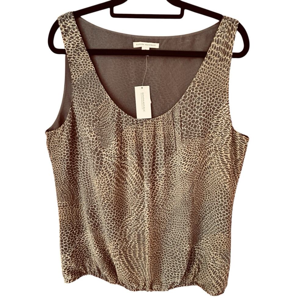 Banana Republic Women's Sleeveless Blouson Bodice Lined Brown Gold Tank Top XL